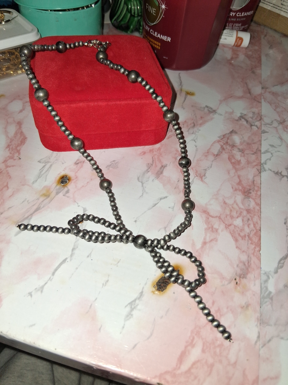 Source Unknown Silver-Tone Beaded Bow Lariat Necklace